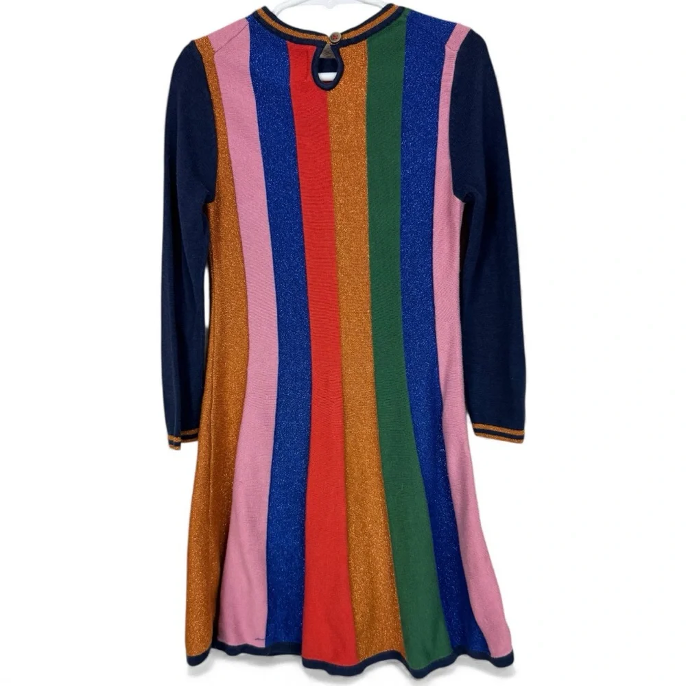 Mini Boden Sparkle Striped Knit Dress  size 6-7 years old